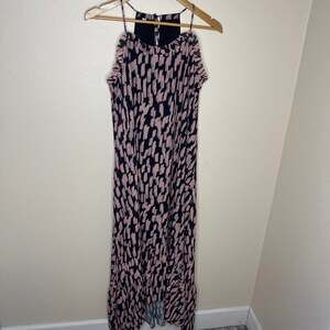 Amazon Pink Black Long Halter Dress Small